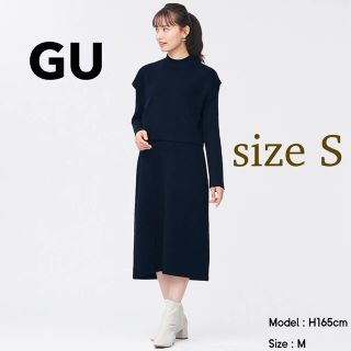 ジーユー(GU)のゆずぽ様専用＊GU＊3way＊レイヤードニットワンピース＊ネイビー＊S(ロングワンピース/マキシワンピース)