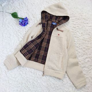 バーバリーブルーレーベル(BURBERRY BLUE LABEL)のバーバリーブルーレーベル ニット×中綿パーカー 38 ノバチェック(その他)