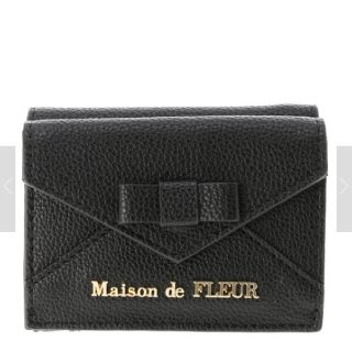 Maison de FLEUR ダブルリボンハーフウォレット　ブラック