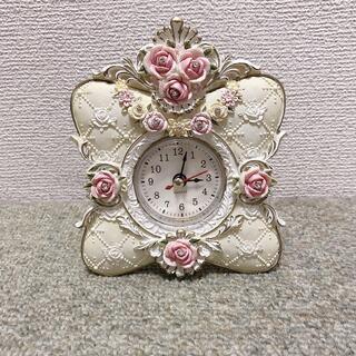 フランフラン(Francfranc)のヨーロッパ　アンティーク　置き時計　花柄　ラインストーン(置時計)