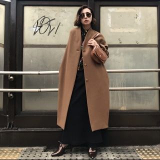 J&R 美品 ヴィンテージ ノーカラー ジャケット ロング M NGA35