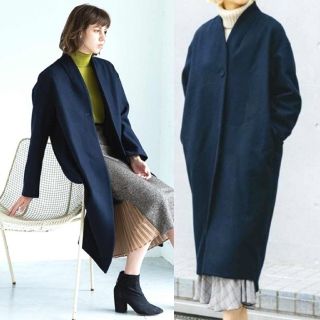 J&R 美品 ヴィンテージ ノーカラー ジャケット ロング M NGA35