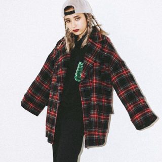 エックスガール(X-girl)のx-girl 【PLAID BIG PEA COAT】(ピーコート)