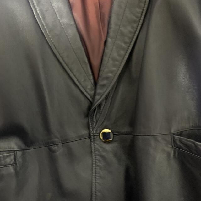古着　ラムレザー　ジャケット　ネイビー メンズのジャケット/アウター(レザージャケット)の商品写真