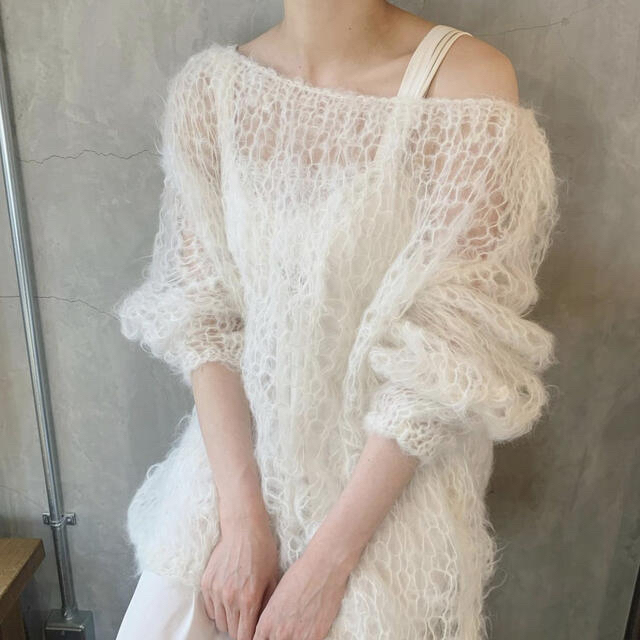 birthdeath 手編みモヘアフィッシュネットセーター お洒落無限大