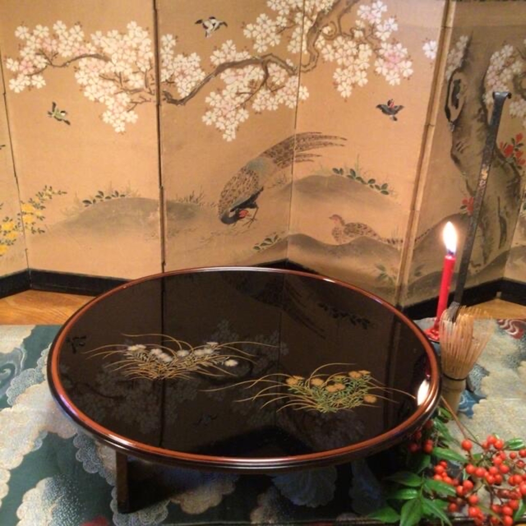 A389 最高級 輪島塗 廣瀬屋喜助 錦光堂 高足膳 撫子蒔絵 小判型 A389 最高級 輪島塗 廣瀬屋喜助 錦光堂 高足膳 撫子蒔絵 小判型