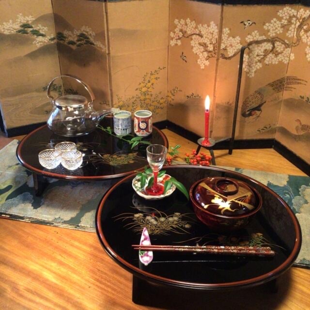 A389 最高級 輪島塗 廣瀬屋喜助 錦光堂 高足膳 撫子蒔絵 小判型 A389 最高級 輪島塗 廣瀬屋喜助 錦光堂 高足膳 撫子蒔絵 小判型