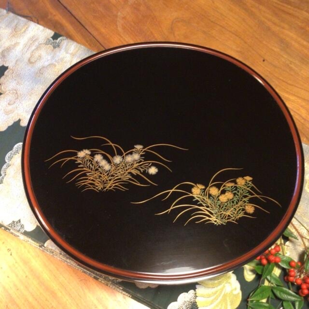 A389 最高級 輪島塗 廣瀬屋喜助 錦光堂 高足膳 撫子蒔絵 小判型 A389 最高級 輪島塗 廣瀬屋喜助 錦光堂 高足膳 撫子蒔絵 小判型