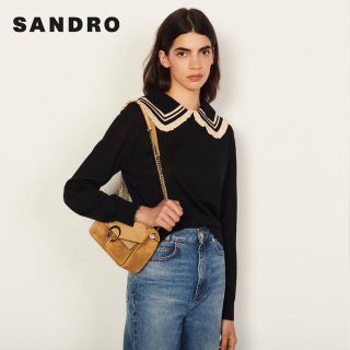 サンドロ(Sandro)の❤️Sandro2021新作　新品　黒ニットトップス綺麗上品(ニット/セーター)