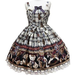 アンジェリックプリティー(Angelic Pretty)の　　※花様専用※angelicpretty ブリティッシュベア　jsk白(ひざ丈ワンピース)