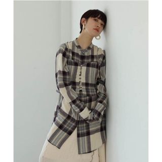 トゥデイフル(TODAYFUL)の【美品】完売 TODAYFUL ソフトウールロングシャツ 長袖 チェックブラウス(シャツ/ブラウス(長袖/七分))