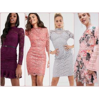 〖UK10〗ASOSセレクト♡ハイネックレースワンピース