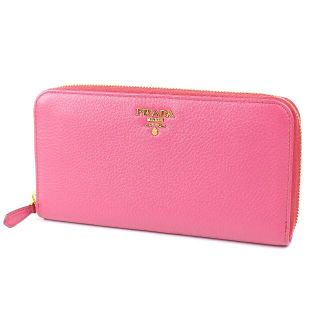 プラダ(PRADA)のプラダ PRADA 長財布 ファスナー ピンク 小銭入れ レザー 新品同様品(財布)