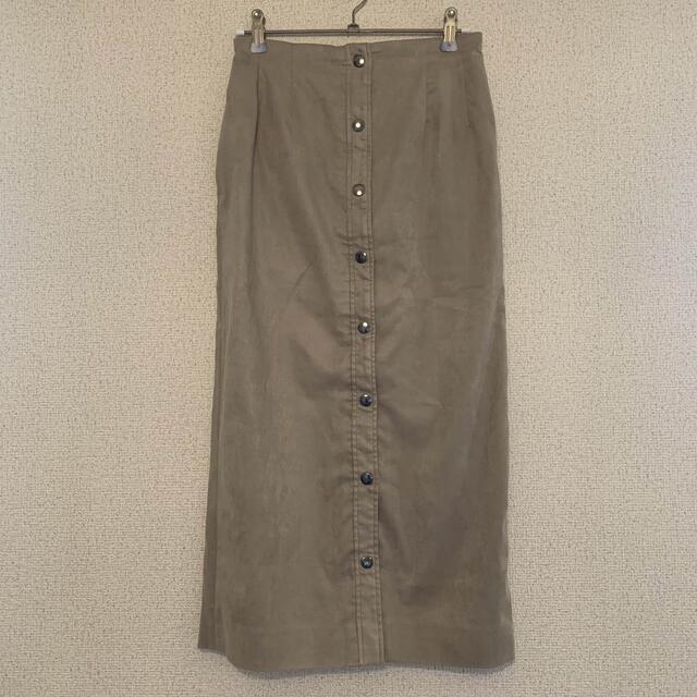 【美品】ルフトローブ　前ボタンフェイクスウェードスカート《コマスエード》 レディースのスカート(ひざ丈スカート)の商品写真