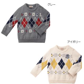 ミキハウス(mikihouse)の★ミキハウス★アーガイル★セーター★130★お受験やお出かけに★アイボリー★新品(ニット)