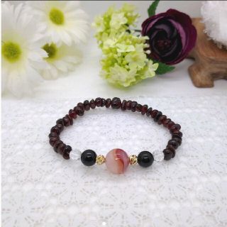 NNMMさま✨ブラックシナバーカルセドニー✨ブレスレット