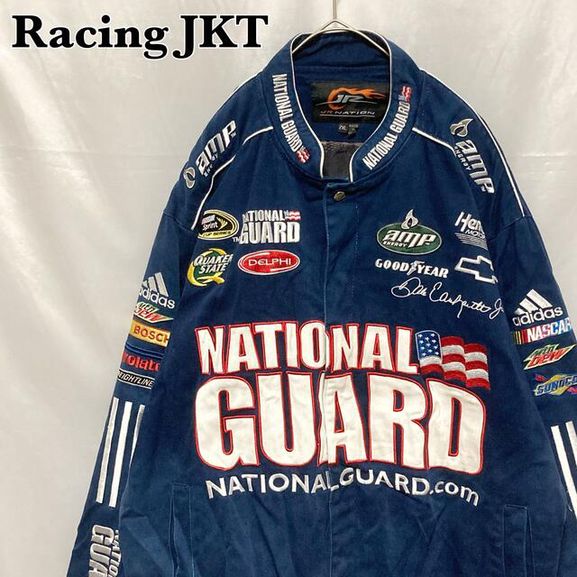 企業パッチ レーシングジャケット NATIONAL GUARD ネイビー 2XL - ブルゾン