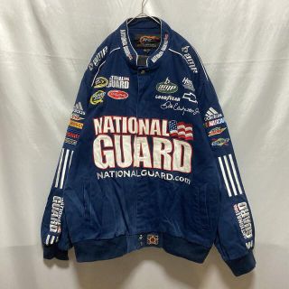 企業パッチ レーシングジャケット NATIONAL GUARD ネイビー 2XL