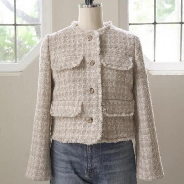 latteサイズherlipto Wool-Blend Fancy Tweed Jacket