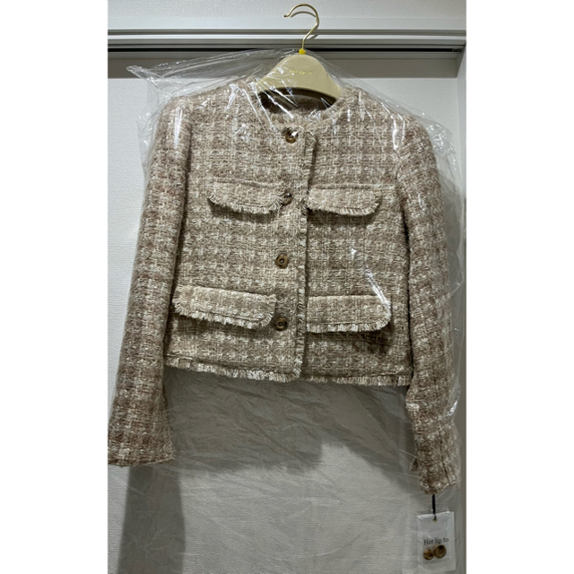 latteサイズherlipto Wool-Blend Fancy Tweed Jacket