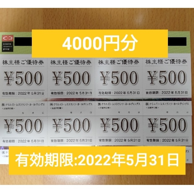 クリエイトレストランホールディングス優待券20000円分