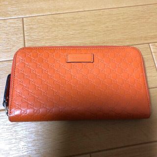 グッチ(Gucci)の美品GUCCI長財布ＧＧマクロシマ　　ランドファスナーオレンジ(財布)