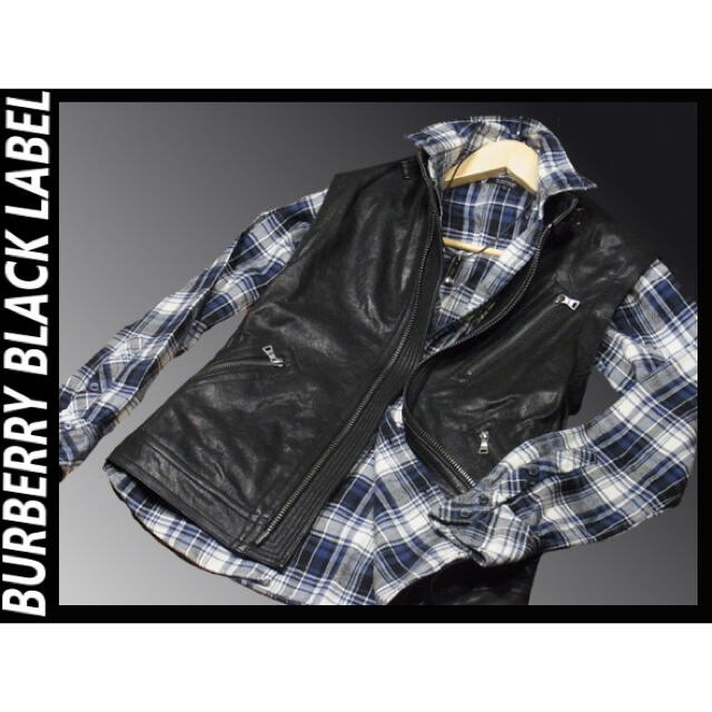 BURBERRY BLACK LABEL(バーバリーブラックレーベル)のバーバリーブラックレーベル限定ラムレザー2WAYシングルライダースジャケットM黒 メンズのジャケット/アウター(レザージャケット)の商品写真