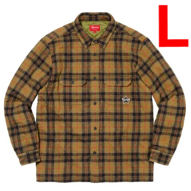 Supreme Quilted Plaid Flannel Shirt Lサイズ