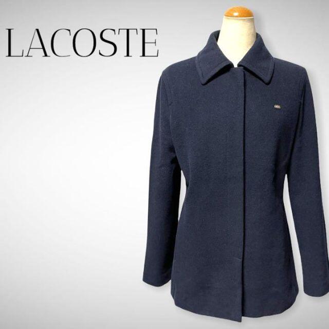 LACOSTE(ラコステ)の【美品】LACOSTE ラコステ ウールハーフコート ネイビー 40 レディースのジャケット/アウター(ピーコート)の商品写真