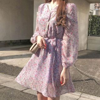 ザラ(ZARA)の【送料無料】ゆるかわ♡ フラワーワンピース ミディ丈  デート 女子会 お洒落(ミニワンピース)