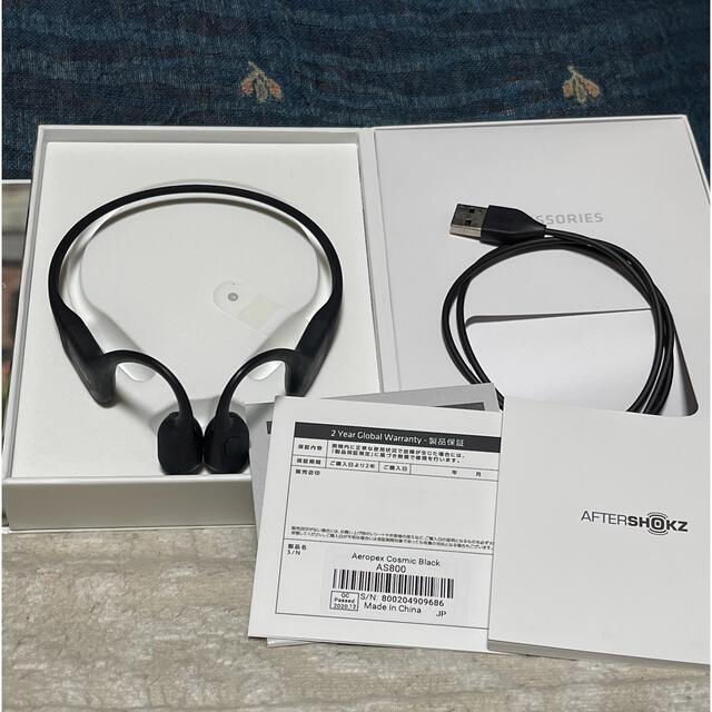 AfterShokz Aeropex 骨伝導イヤホン AS800 ブラック スマホ/家電/カメラのオーディオ機器(ヘッドフォン/イヤフォン)の商品写真