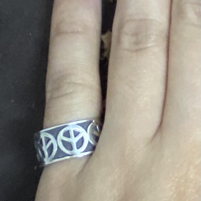 ピース平和　スターリング指輪シルバー925リング スマイルフェイス　銀平打ちぽ6 メンズのアクセサリー(リング(指輪))の商品写真