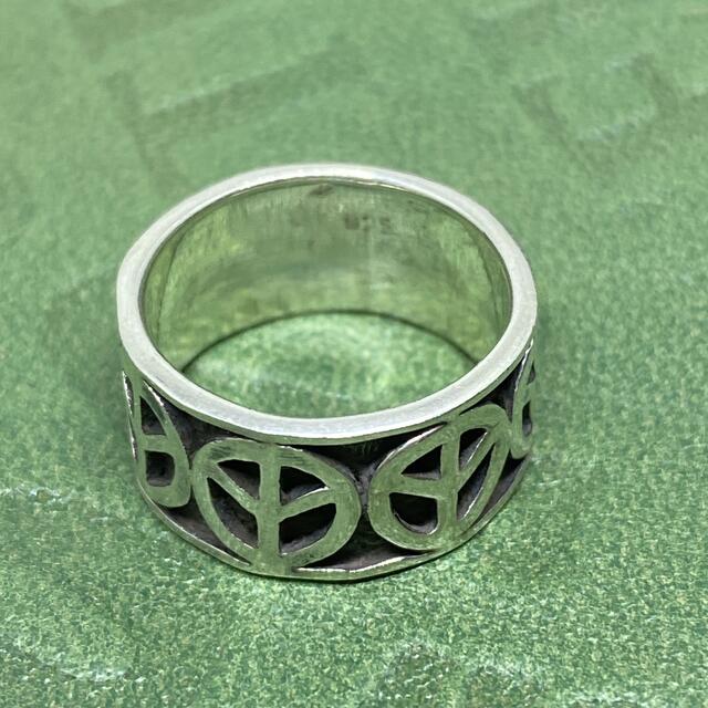 ピース平和　スターリング指輪シルバー925リング スマイルフェイス　銀平打ちぽ6 メンズのアクセサリー(リング(指輪))の商品写真