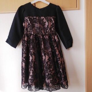 キャサリンコテージ(Catherine Cottage)のキャサリンコテージ ドレス  七分袖 ブラック×ベビーピンク 120㎝(ドレス/フォーマル)