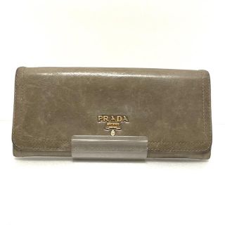 プラダ(PRADA)のプラダ 長財布 - グレーカーキ レザー(財布)