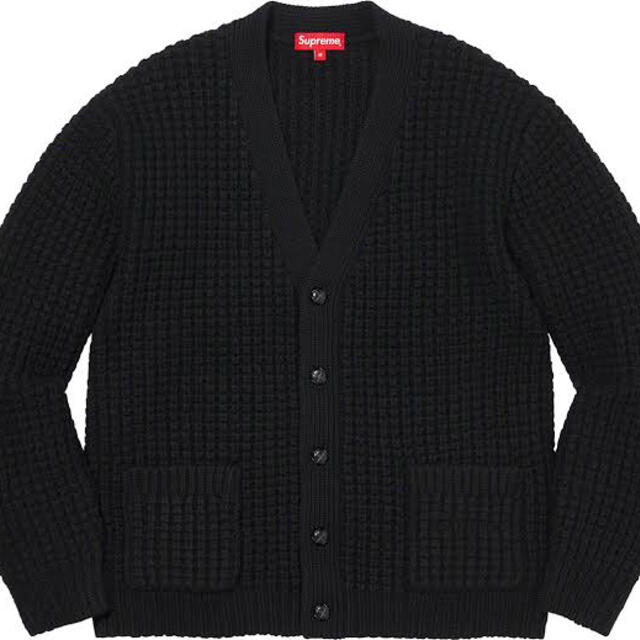 Waffle Knit Cardigan Black Large