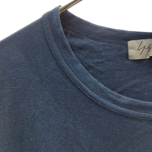 Yohji Yamamoto(ヨウジヤマモト)のYohji Yamamoto POUR HOMME ヨウジヤマモト プールオム ナイロン袖切り替え長袖カットソー ネイビー HJ-T73-860 メンズのトップス(Tシャツ/カットソー(七分/長袖))の商品写真