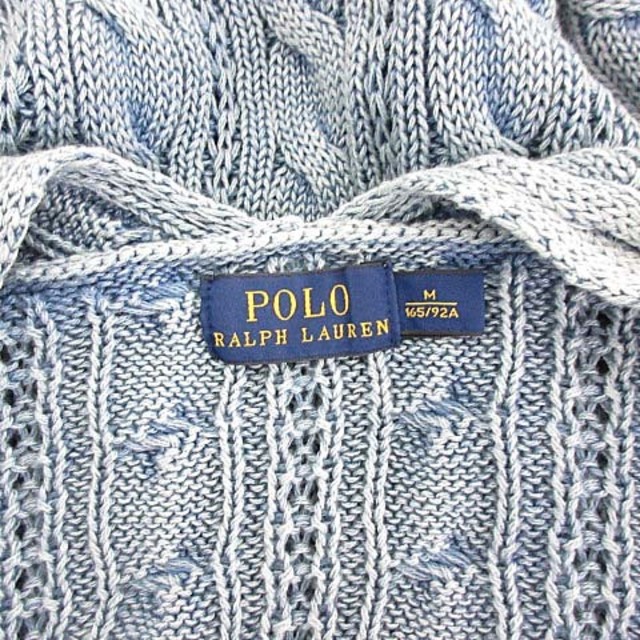 POLO RALPH LAUREN(ポロラルフローレン)のポロ ラルフローレン ニット セーター 7分袖 オーバーダイ ケーブル ブルー レディースのトップス(ニット/セーター)の商品写真