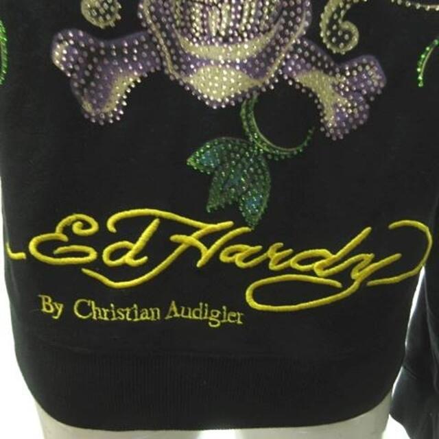 Ed Hardy(エドハーディー)のエドハーディー パーカー ジャケット ジップアップ ビジュー ロゴ刺繍 髑髏 S レディースのトップス(パーカー)の商品写真