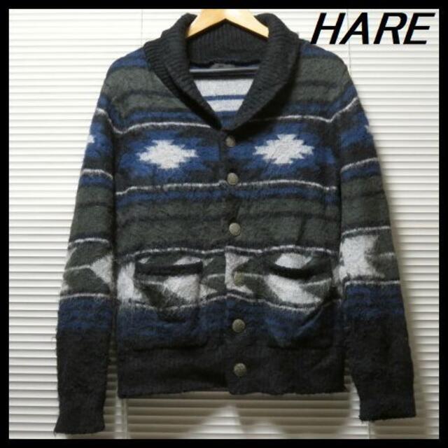 HARE ハレ ネイティブ柄シャギーニットカーディガン