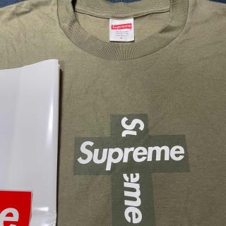 supreme cross box logo tee olive サイズL