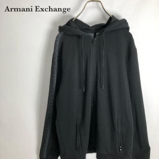 アルマーニエクスチェンジ(ARMANI EXCHANGE)のパーカー　Armani アルマーニ　メンズ　ジップアップ　黒　袖ロゴ(パーカー)