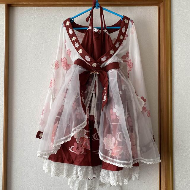 和風ドレス ロリータ ゴスロリ ゴシック スイート系 紅白色 コスプレ衣装 可愛