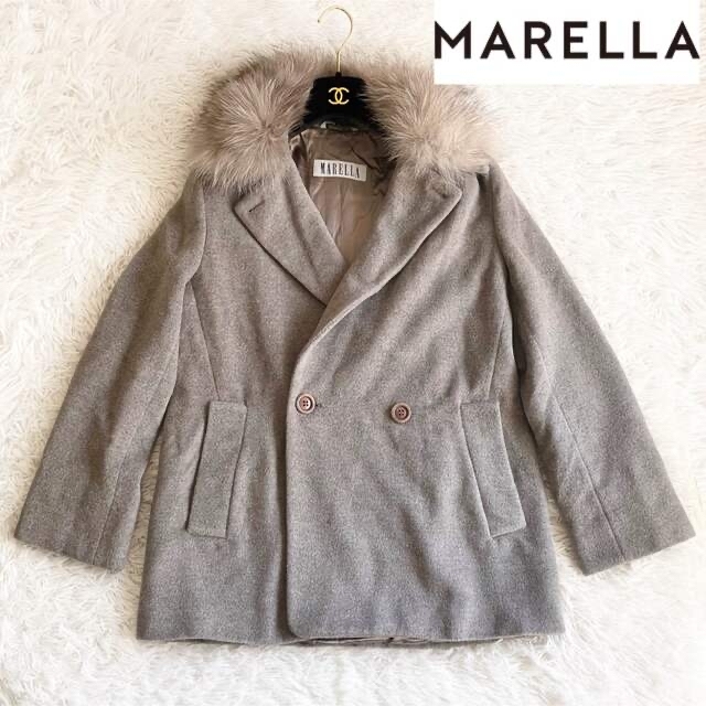 マレーラ　MARELLA ファー付き チェスターコート　ウール アンゴラ