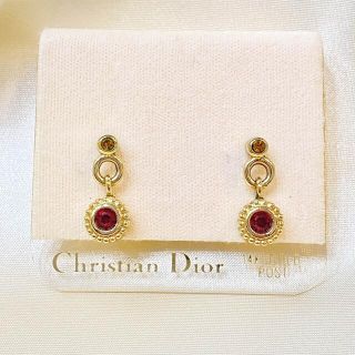 クリスチャンディオール(Christian Dior)のChristian Dior ディオール ピアス ゴールド レッドストーン(ピアス)