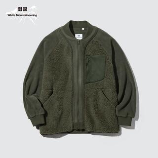 ユニクロ(UNIQLO)のホワイトマウンテニアリング フリースオーバーサイズジャケット オリーブ L(ブルゾン)