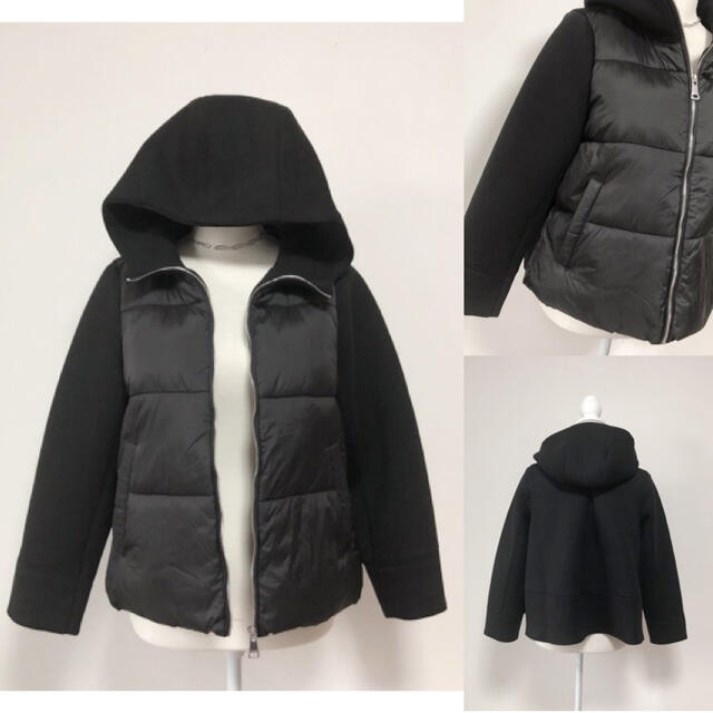 新品✴︎ボンディング中綿切替デザインジャケット ショートコート 黒 レディースのジャケット/アウター(ダウンジャケット)の商品写真