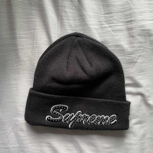 supreme 18aw new era script beanie 黒