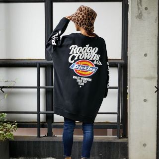 ロデオクラウンズワイドボウル(RODEO CROWNS WIDE BOWL)のDickies ボリュームスリーブワンピース BLACK(ひざ丈ワンピース)