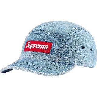 送込!! Supreme FrayedLogosデニム キャップ青